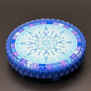 Ice Blue Mandala Diamond Edge Trinket Stand | Ring Stand | Jewelry Stand